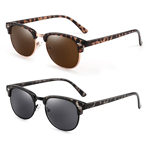 FEIVSN 2 Pack Sunglasses Readers for Men Women Vintage Full Lens Reading Sunglasses Outdoor Magnifying Glasses NON BIFOCAL 2.0x - Image 2