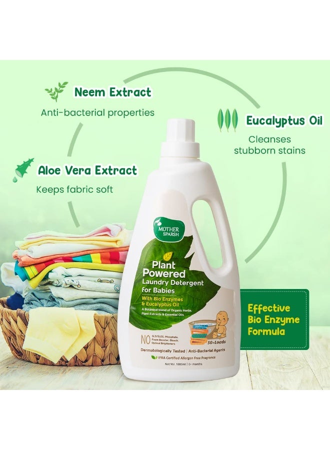 Mother Sparsh Plant Powered Baby Laundry Liquid Detergent With Bio - Enzymes and Eucalyptus Oil | Without Dyes & Optical Brighteners -1 Litre - Image 2