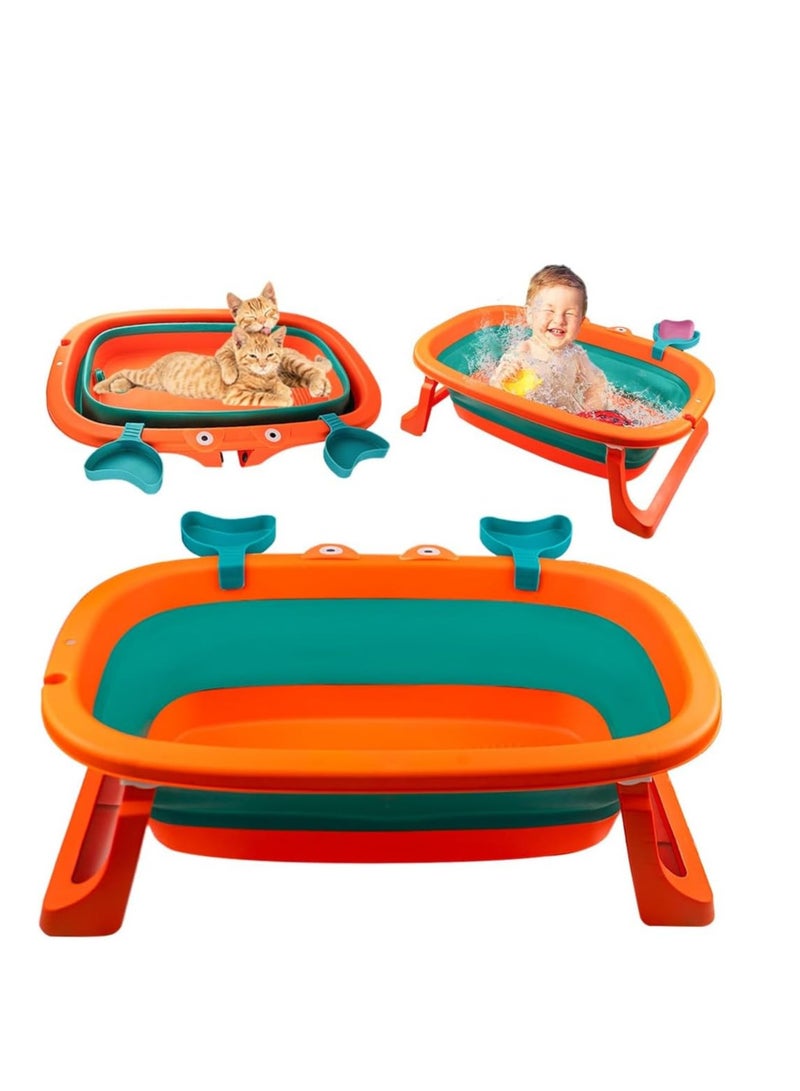 UKR Foldable Baby Bathtub – Portable Infant & Toddler Bath Tub in Orange | Compact, Space-Saving & Easy-to-Store Bathing Solution | Ideal for Home & Travel Use | Foldable Baby Bathtub for Infants & Toddlers - Image 1