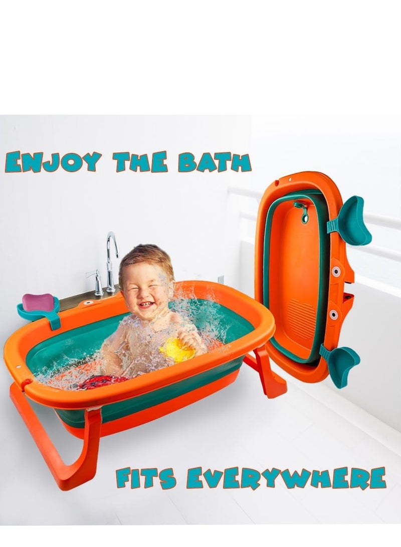 UKR Foldable Baby Bathtub – Portable Infant & Toddler Bath Tub in Orange | Compact, Space-Saving & Easy-to-Store Bathing Solution | Ideal for Home & Travel Use | Foldable Baby Bathtub for Infants & Toddlers - Image 3