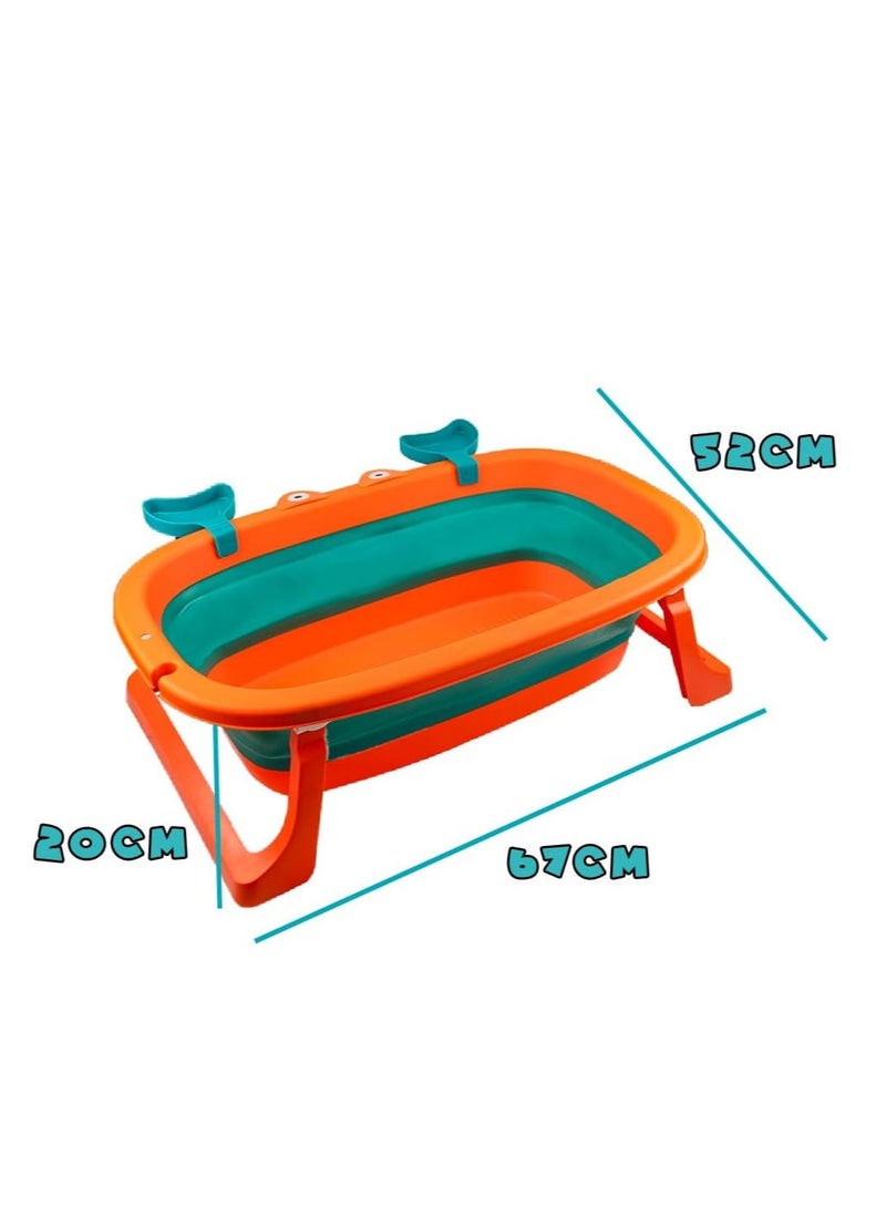 UKR Foldable Baby Bathtub – Portable Infant & Toddler Bath Tub in Orange | Compact, Space-Saving & Easy-to-Store Bathing Solution | Ideal for Home & Travel Use | Foldable Baby Bathtub for Infants & Toddlers - Image 5