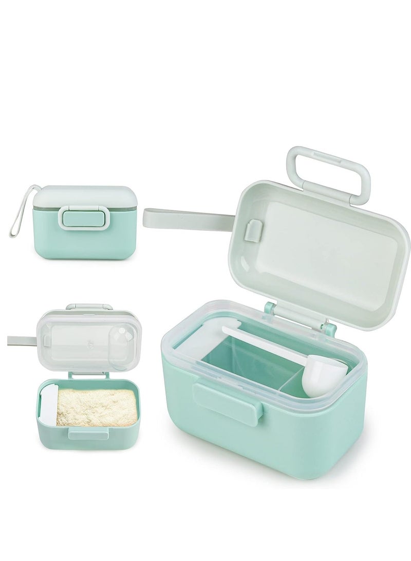 SYOSI Milk Powder Dispenser Pot Portable Baby Formula and Snack Storage Container with Scoop Leveller Sealed Silicone Ring Cover for Outdoor Travel Airtight Feeding Green 400M  - Image 1