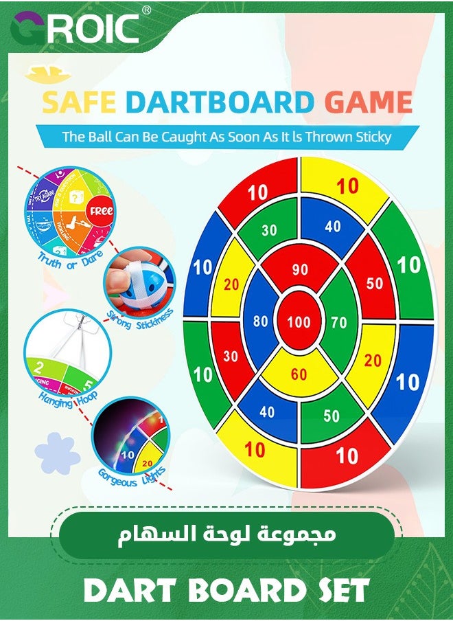 GROIC - Dart Board for Kids, 29" LED Velcro Dart Board with 12 LED Sticky Balls, APP Control, Indoor & Outdoor Party Game Toy,Kids Dart Board Game Set,Party Games Yard Toys - Image 1