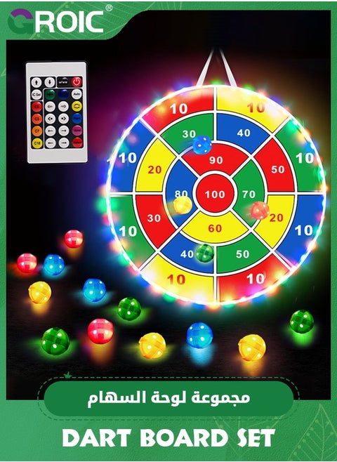 Dart Board for Kids, 29" LED Velcro Dart Board with 12 LED Sticky Balls, APP Control, Indoor & Outdoor Party Game Toy,Kids Dart Board Game Set,Party Games Yard Toys