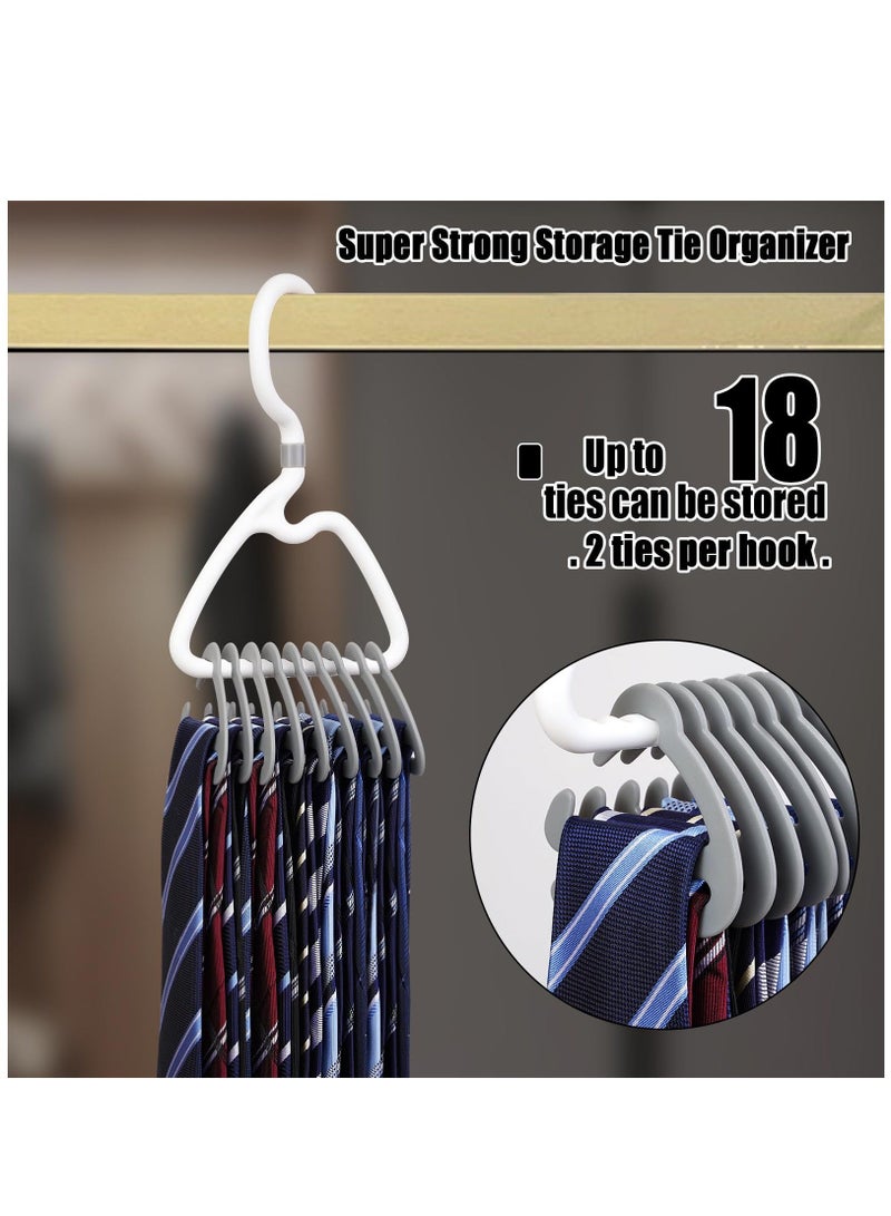 Premium Tie Rack,2 Pcs Stylish Tie Hanger,for Closet Space Saving Design with 360° Rotating Head,Easy to Tidy Up & Take Off,ABS Necktie Organizer & Hanger-Holds 9-18 Ties,Smart & Sturdy Tie Storage  - Image 1