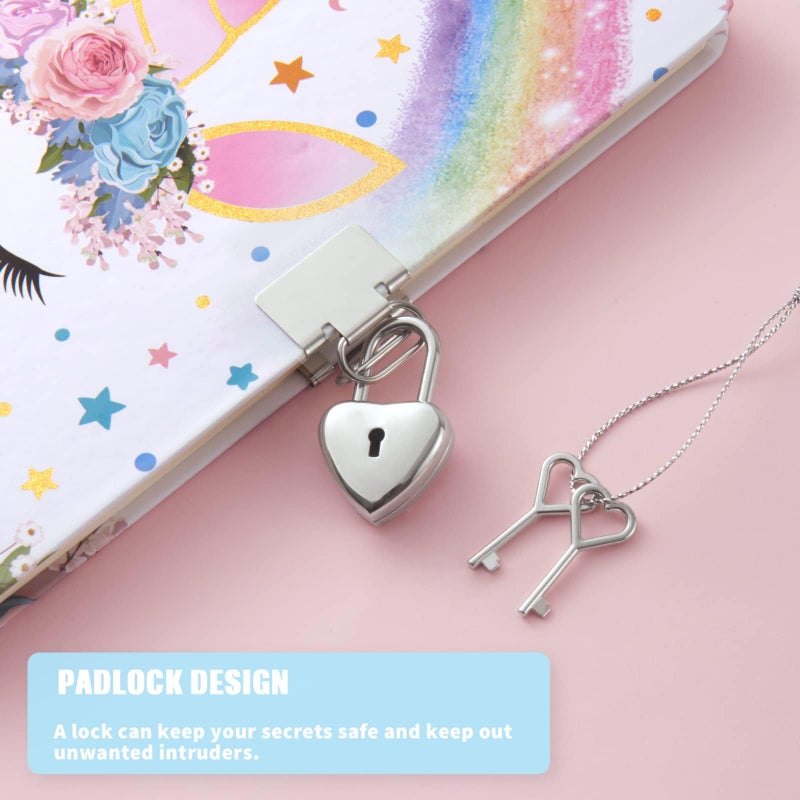 Wernnsai Kids Diary Set for Girls Unicorn Journal Kit - Kids Gold Foil Journal with Lock and Keys Girls Unicorn Diary Private Diary A5 Lined Writing Notebook Birthday Christmas Gift Set with Pen Stickers  - Image 5