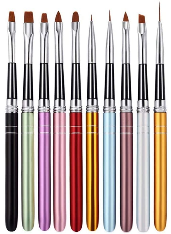 ORiTi Set of 10 Nail Supplies Pen Colorful Multifunctional Brushes - Image 1