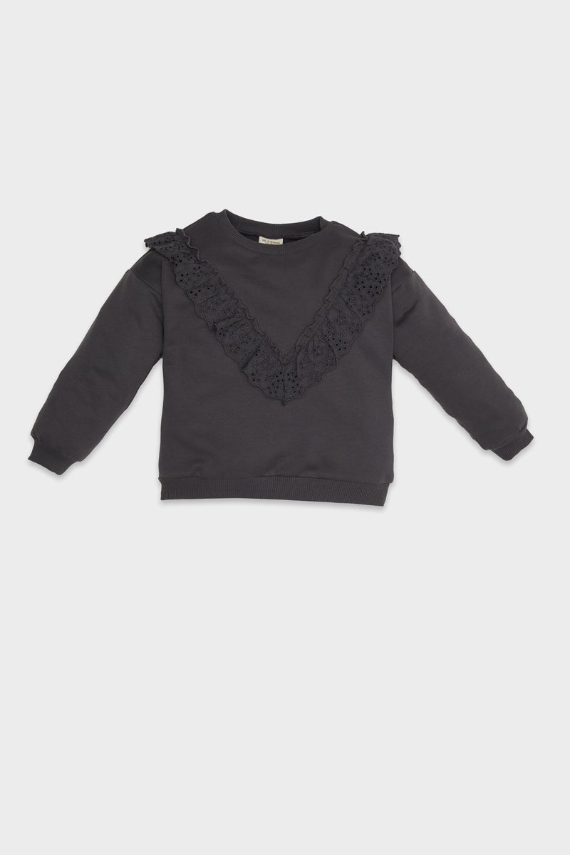 DeFacto Baby Girl Crew Neck Soft Furry Sweatshirt - Image 1
