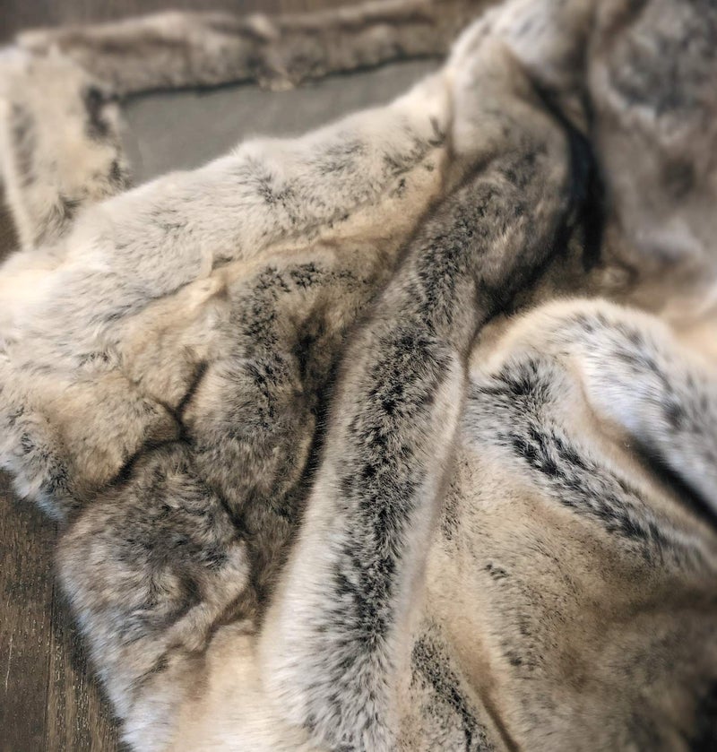 Eikei Luxury Faux Fur Throw Blanket Super Soft Oversized Thick Warm Afghan Reversible to Plush Velvet in Tan Grey Wolf, Cream Mink or Blush Chinchilla, Machine Washable (Ombre Beige, 60Wx70L) - Image 2