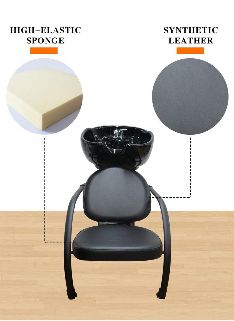 Vintage VINTAGE Beauty Salon Shampoo Backwash Unit Sink Station Tilting Ceramic Sink with Adjustable sink bowl & Comfortable gel neck rest (BLACK 9007)  - Image 4