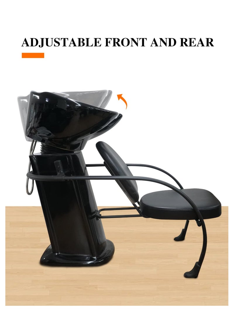 Vintage VINTAGE Beauty Salon Shampoo Backwash Unit Sink Station Tilting Ceramic Sink with Adjustable sink bowl & Comfortable gel neck rest (BLACK 9007)  - Image 5