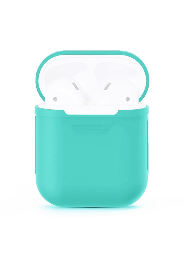 Raxoom Case Cover Portable Wireless Bluetooth Earphone Silicone Protective Box Anti-lost Dropproof Storage Bag for Apple AirPods 1/2 Earphone is not Included Mint Green