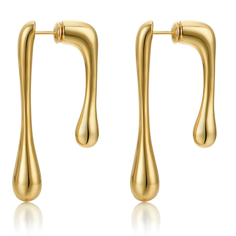 FRUMOS 14K Gold Plated Teardrop Earrings for Women Girls Dainty Waterdrop with 925 Sterling Silver Post gold statement earrings fall earrings(Waterdrop Gold) - Image 1