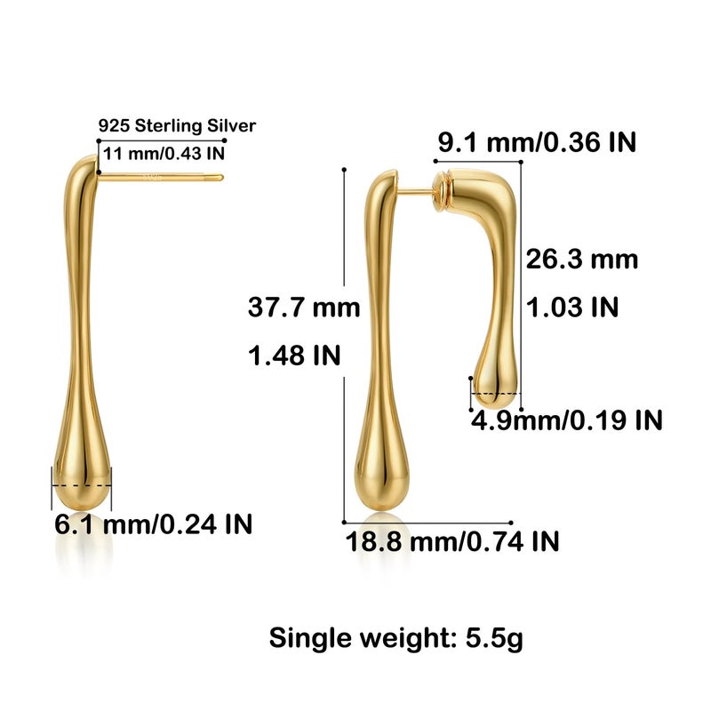 FRUMOS 14K Gold Plated Teardrop Earrings for Women Girls Dainty Waterdrop with 925 Sterling Silver Post gold statement earrings fall earrings(Waterdrop Gold) - Image 2