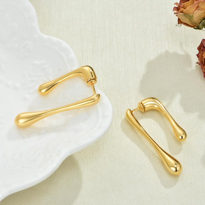 FRUMOS 14K Gold Plated Teardrop Earrings for Women Girls Dainty Waterdrop with 925 Sterling Silver Post gold statement earrings fall earrings(Waterdrop Gold) - Image 3