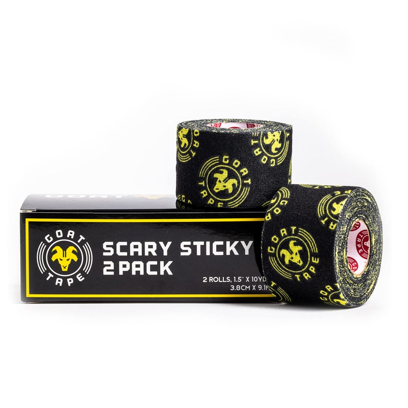 Scary Sticky Premium Hook Grip Tape Athletic Tape for Cross Training Weightlifting Tape Cross Training Accessories Sports Grip Tape 30 Feet Long BlackYellow 2 Rolls