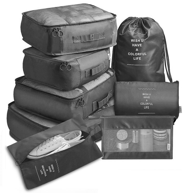Travel Storage Set Travel Storage Bag 8-Piece Set 8-Piece Suit Travel Clothing Classification Storage Bag Korean orchid - Image 4