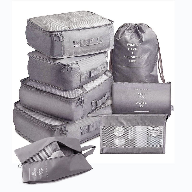 Travel Storage Set Travel Storage Bag 8-Piece Set 8-Piece Suit Travel Clothing Classification Storage Bag Korean orchid - Image 3