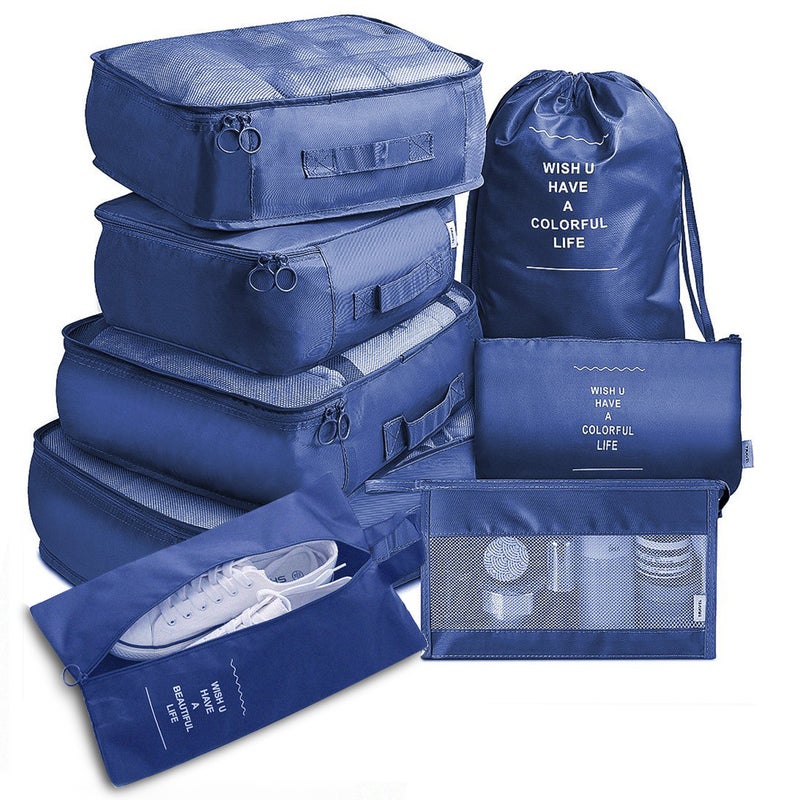 Travel Storage Set Travel Storage Bag 8-Piece Set 8-Piece Suit Travel Clothing Classification Storage Bag Korean orchid - Image 2