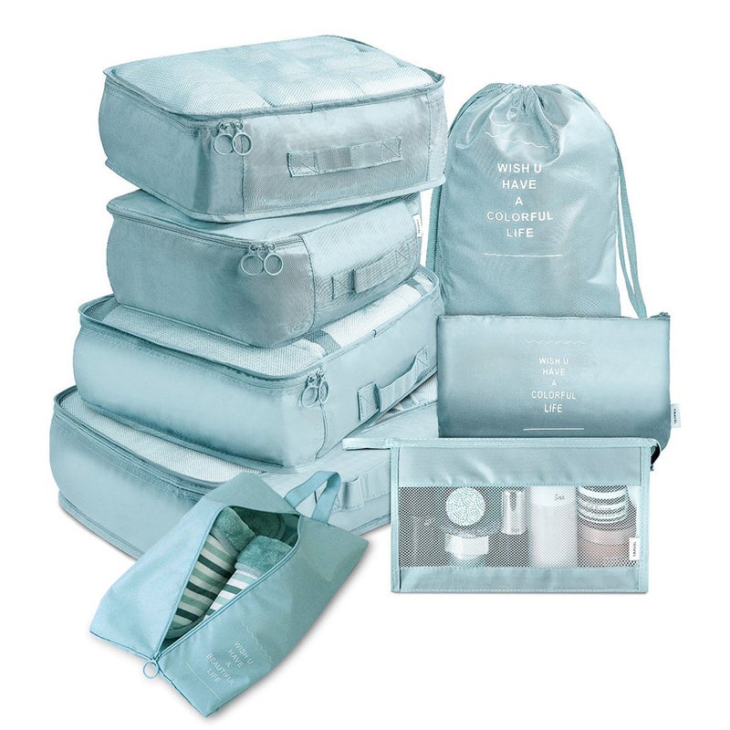 Travel Storage Set Travel Storage Bag 8-Piece Set 8-Piece Suit Travel Clothing Classification Storage Bag Korean orchid - Image 5