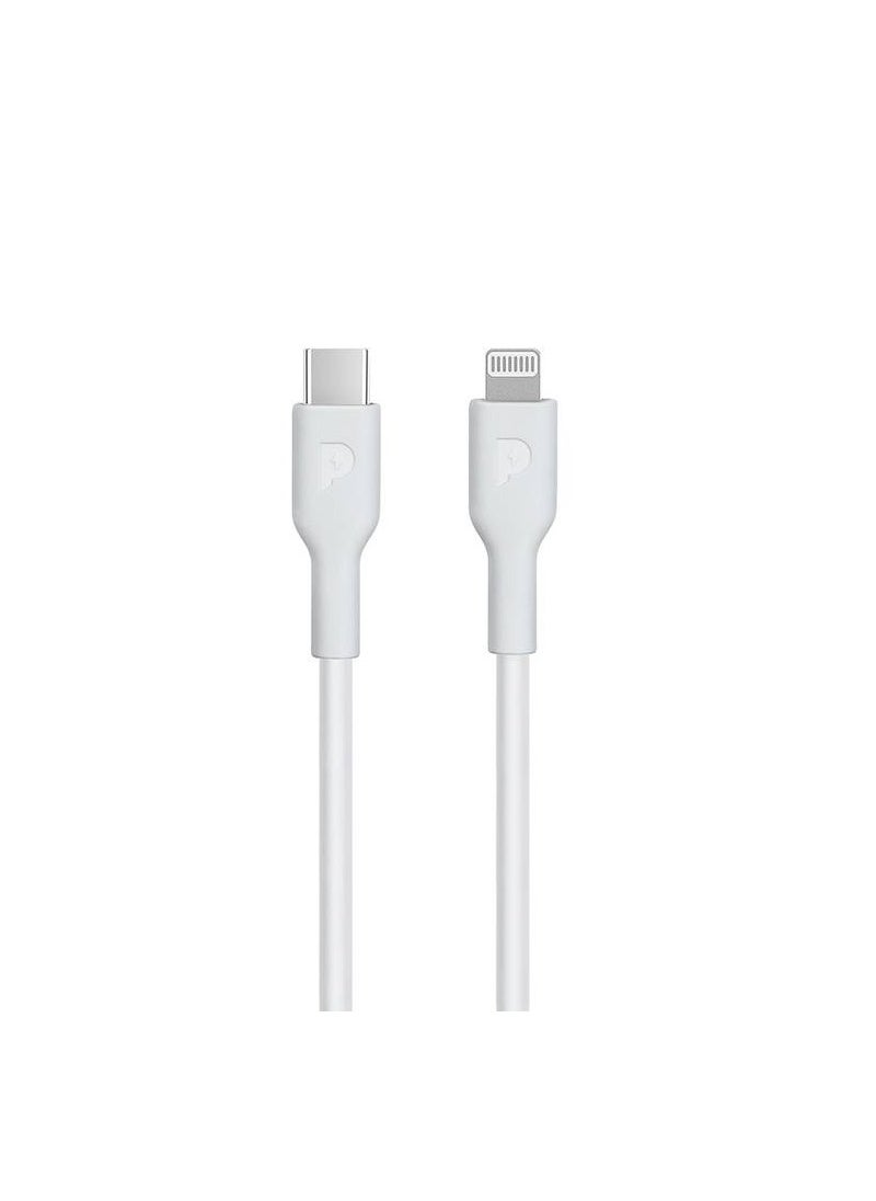Powerology - iPhone Charger Type C To Lightning Cable 1.2M PD 20W Fast Data Sync And Charge Compatible with iPhone 14/14 Plus/ 14 Pro/14 Pro Max/13/12/11/XS/Pro Max /Pro/Mini/SE/ ipad 9 - White - Image 1