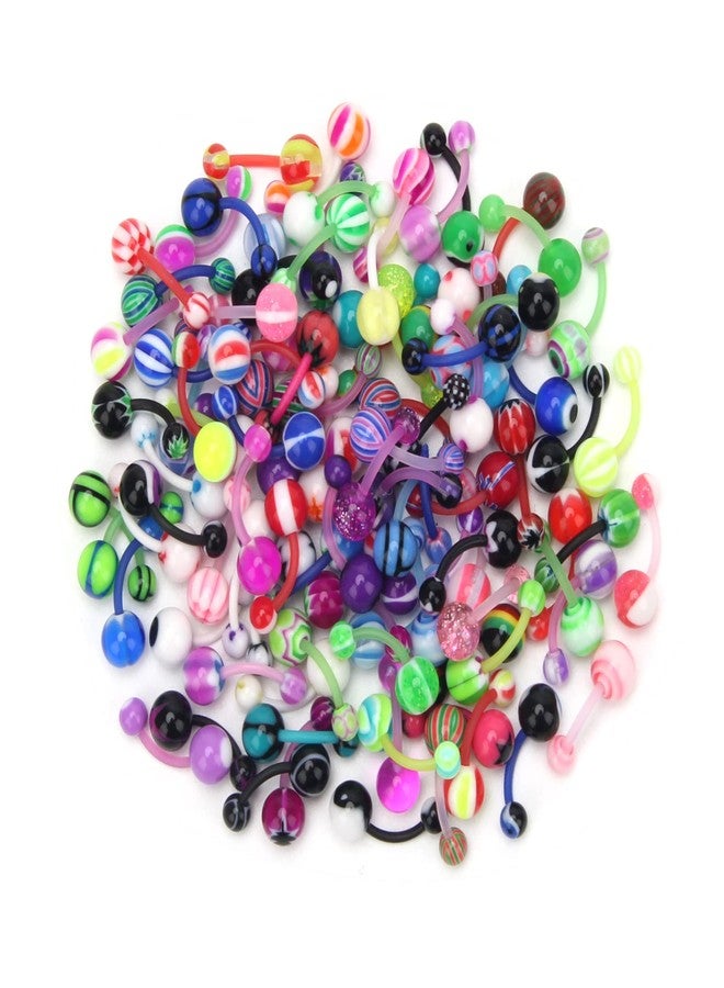 CrazyPiercing Assorted Lot of 100PCS Banana Piercing 14G Belly Button Rings Piercing Jewelry - Image 1