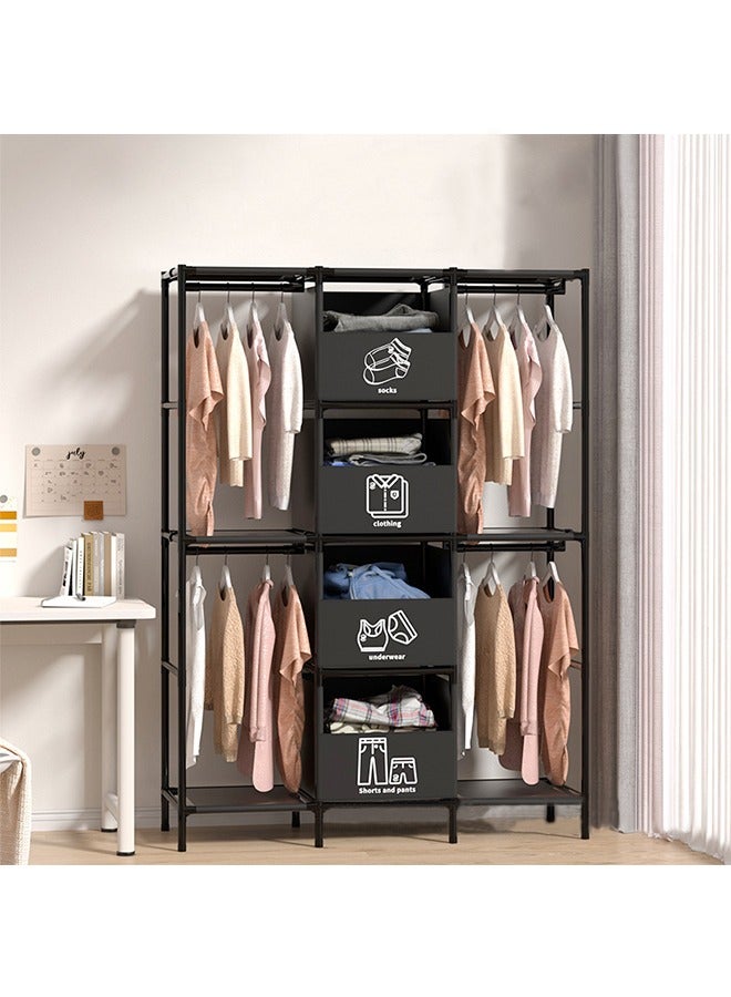 Simple Combination Wardrobe, Simple Bold Storage Iron Shelf, Rental House Large-Capacity Folding Wardrobe, Dormitory Indoor Storage Dust-Proof Coat rack - Image 4