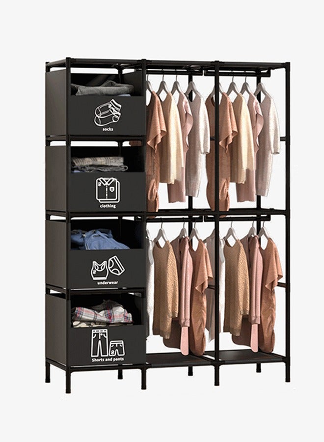 Simple Combination Wardrobe, Simple Bold Storage Iron Shelf, Rental House Large-Capacity Folding Wardrobe, Dormitory Indoor Storage Dust-Proof Coat rack - Image 5