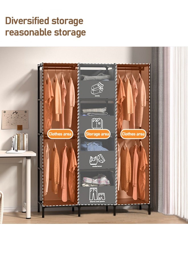 Simple Combination Wardrobe, Simple Bold Storage Iron Shelf, Rental House Large-Capacity Folding Wardrobe, Dormitory Indoor Storage Dust-Proof Coat rack - Image 3