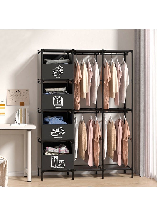 Simple Combination Wardrobe, Simple Bold Storage Iron Shelf, Rental House Large-Capacity Folding Wardrobe, Dormitory Indoor Storage Dust-Proof Coat rack - Image 2
