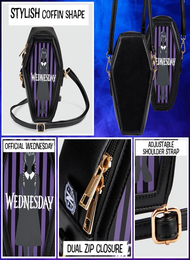 Wednesday Crossbody Bag for Girls Teens Women Fanny Pack with Detachable Straps Sling Bag Gothic Mini Backpack for Travel Fashion Cosplay Gifts - Image 4