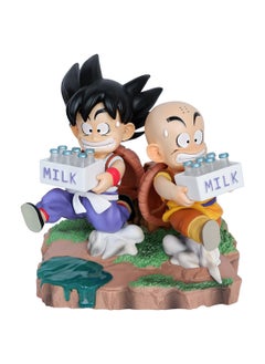 Anime Hero GK Childhood Monkey King Krillin Delivering Milk Model Doll Monkey King Krillin Delivering Milk Anime Figure Ornament Gift 14.5Cm