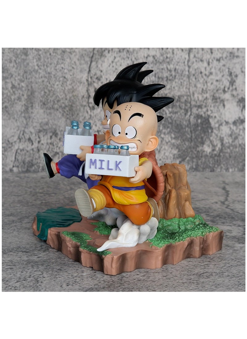 Generic - Anime Hero GK Childhood Monkey King Krillin Delivering Milk Model Doll Monkey King Krillin Delivering Milk Anime Figure Ornament Gift 14.5Cm - Image 1