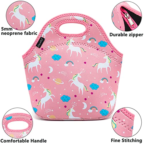 FlowFly Neoprene Lunch Tote Insulated Thermal Reusable Lunch Bag Box for Boys Men with Zipper,Unicorn - Image 4