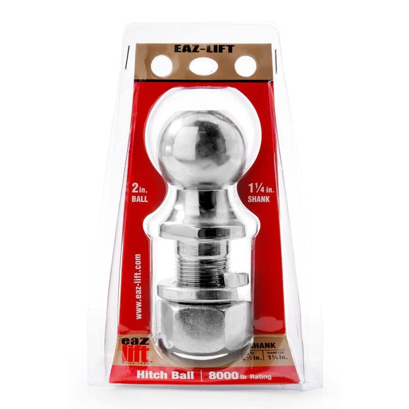 EazLift 48226 2 Hitch Ball with 1 14 Shank Chrome Plated Heavy Duty Steel 8000 lb Rating