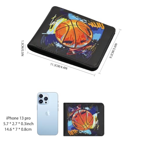 JONYEE Boys Wallet for Kids and Teenager, Funny Leather Bifold Purse with Zipper Coin Pocket and Card Cash Holder for Youth Men, Cool Cartoon Game Wallet for Kids Gifts -Basketball Black - Image 3
