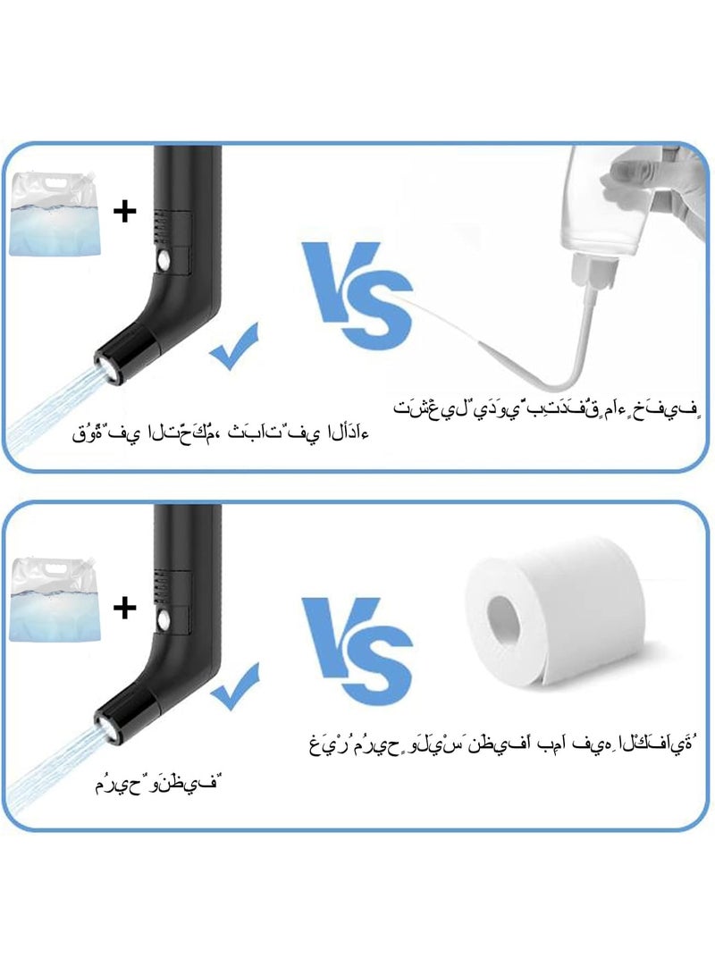 TOP ONE Portable Electric Bidet shattaf, Travel Bidet with Foldable 5L Plastic Bag, 1.2m Hose and 2.3L Container - Rechargeable, Compact, and Versatile Personal Hygiene Solution for Travel, Home, Baby Care, Camping, and More, Black - Image 5