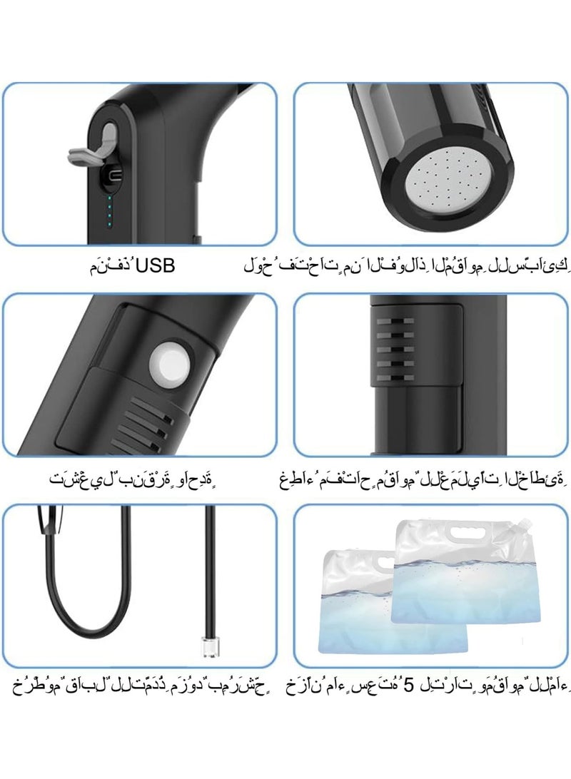 TOP ONE Portable Electric Bidet shattaf, Travel Bidet with Foldable 5L Plastic Bag, 1.2m Hose and 2.3L Container - Rechargeable, Compact, and Versatile Personal Hygiene Solution for Travel, Home, Baby Care, Camping, and More, Black - Image 4