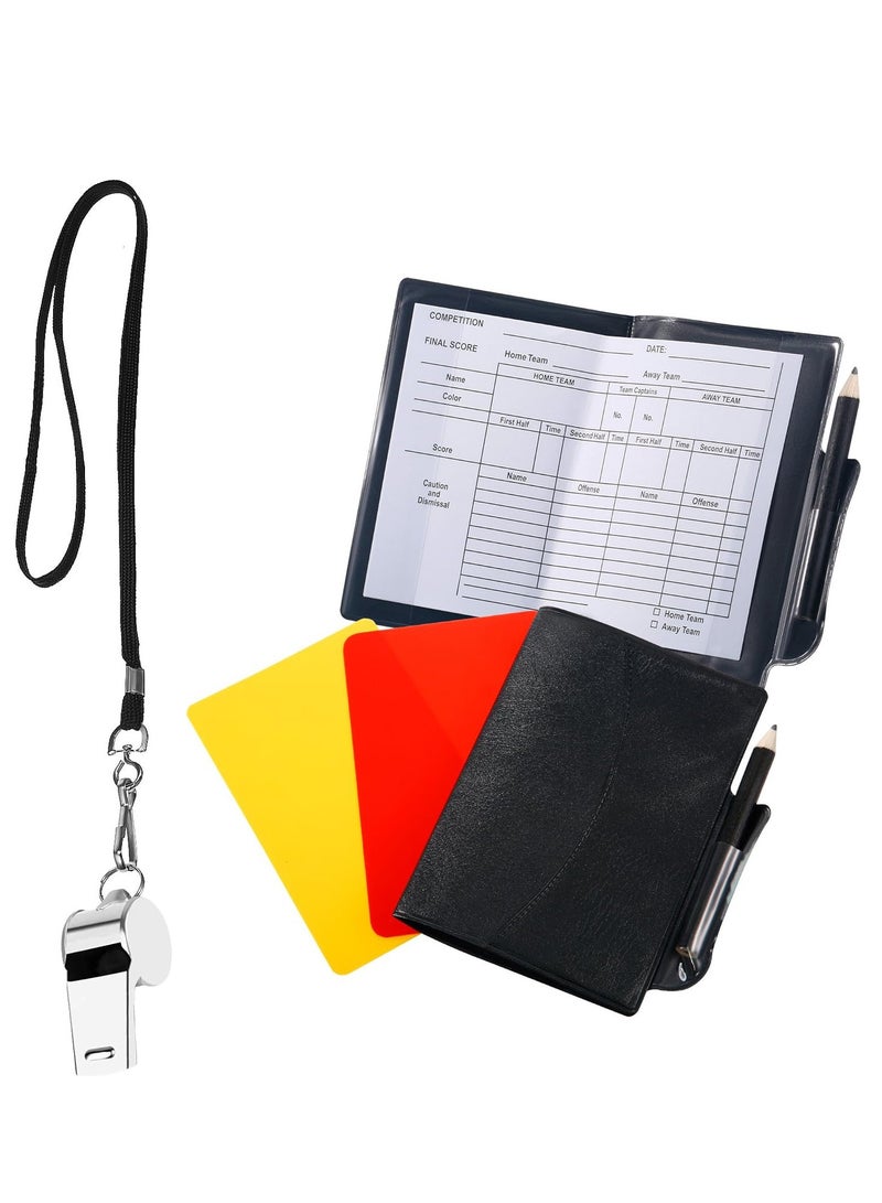 Metal Whistle with Sports Referee Card Set, Red Yellow Card and Stainless Steel Metal Coach Whistle for Football,Football, Basketball, Soccer, School, Lifeguard Emergency  - Image 1