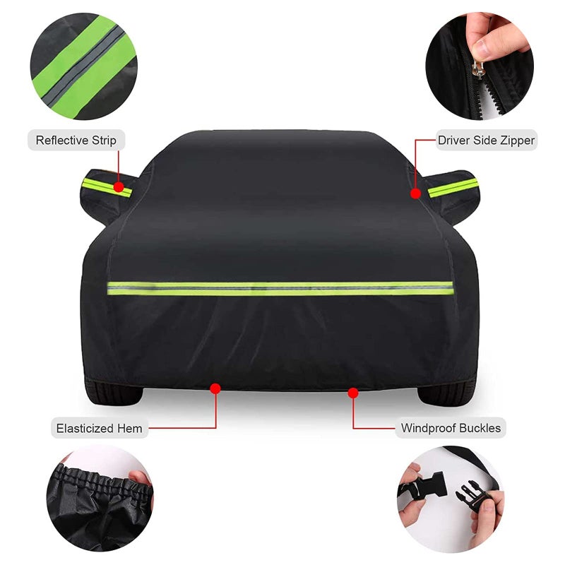 SPORTULI Waterproof Car Covers Replace for 2005-2023 Toyota Avalon, 6 Layers All Weather Custom-fit Car Cover with Zipper Door & Windproof Bands for Snow Rain Dust Hail Protection - Image 4