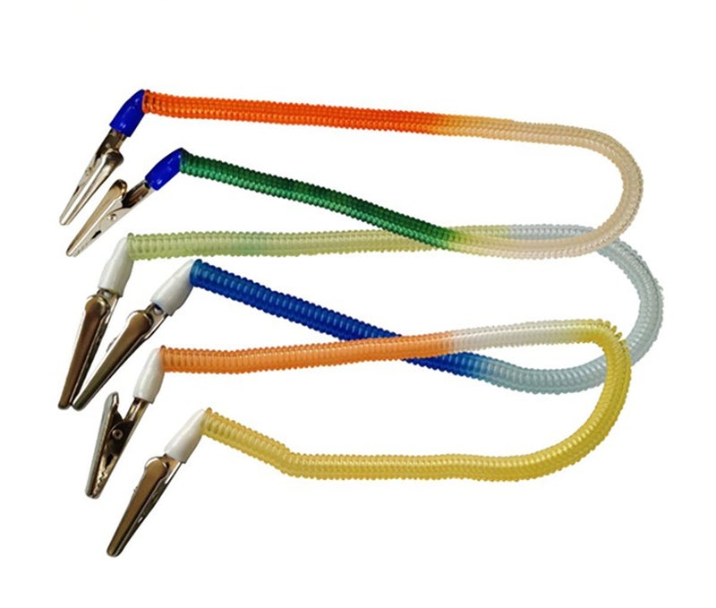 Fodattm Dental Plastic Spring Chain Metal Clips Napkin Holder Bib Clips Apron Towel Napkin Clip Lanyard Neck Strap Napkin Chain for Elderly Adult Baby Colour Random Pack of 4