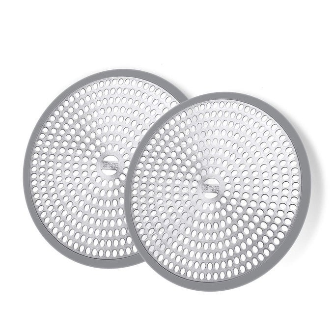 SHOWER HAIR CATCHER DRAIN PROTECTOR STRAINERSTEEL SILICONE 2 PACK