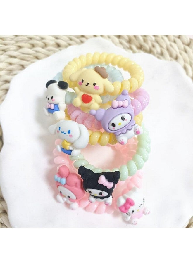 KLIVE KLIVE Hair Ponytail Rubber Band and Bracelet Spiral Hair Ties No Crease Coil Hair Ties Phone Cord Elastics Candy Colors Bracelets Women Girls Thick Thin Curly Hair (3 PCS) - Image 3