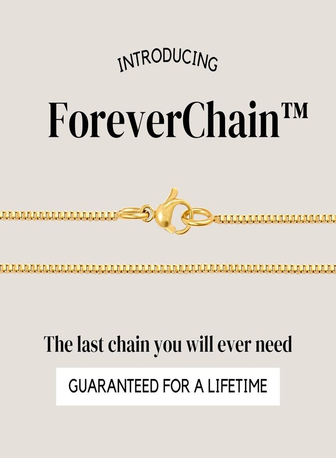 KISPER 24k Gold Over Stainless Steel 1.2mm Thin Box Chain Necklace, 20 inch - Image 2