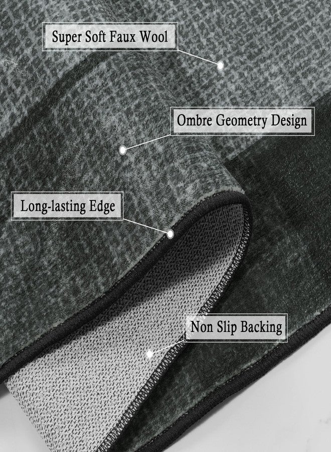 Uphome Modern Black Runners for Hallways, 2'6x8 Washable Checkered Kitchen Runner Rugs Non Slip, Stain Resistant Ombre Geometric Entryway Runner Rug Low Pile, Soft Carpet for Hallway Bedroom Bathroom - Image 2