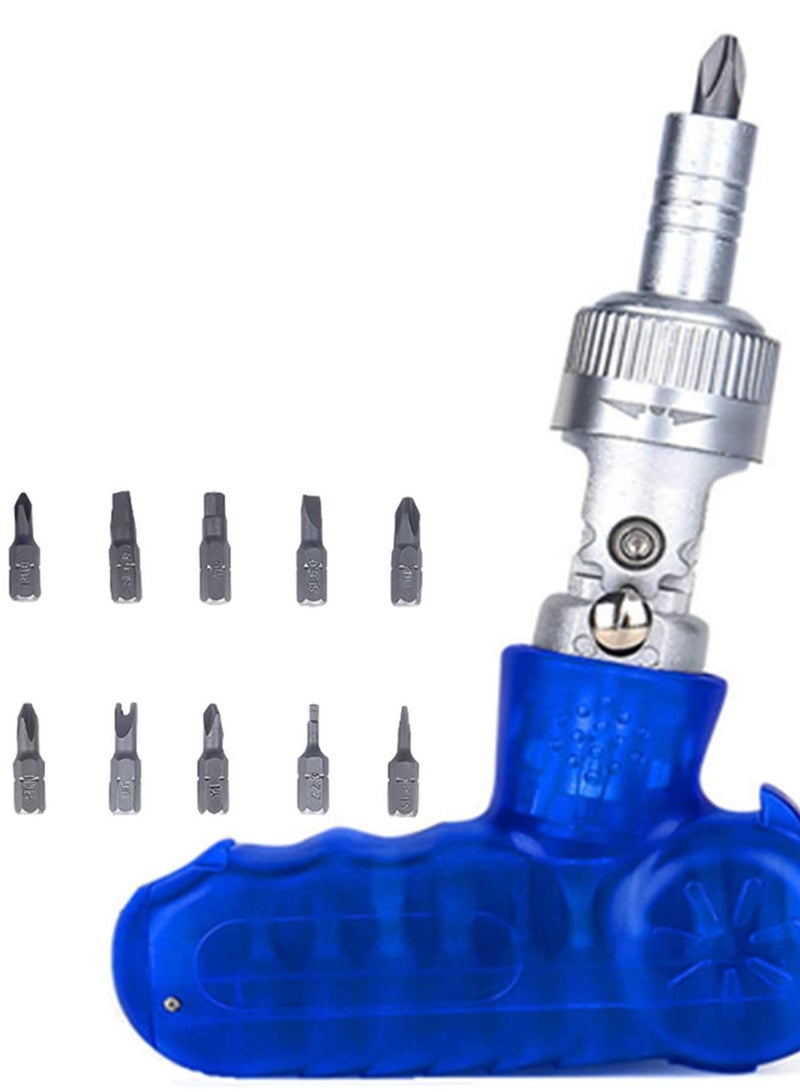 Zikra Versatile 10-in-1 Magnetic Ratchet Screwdriver Set for Efficient Repair Work - Adjustable Rotary Angle, Multi-Bit Design, Ideal for DIY and Home Repairs - Image 1