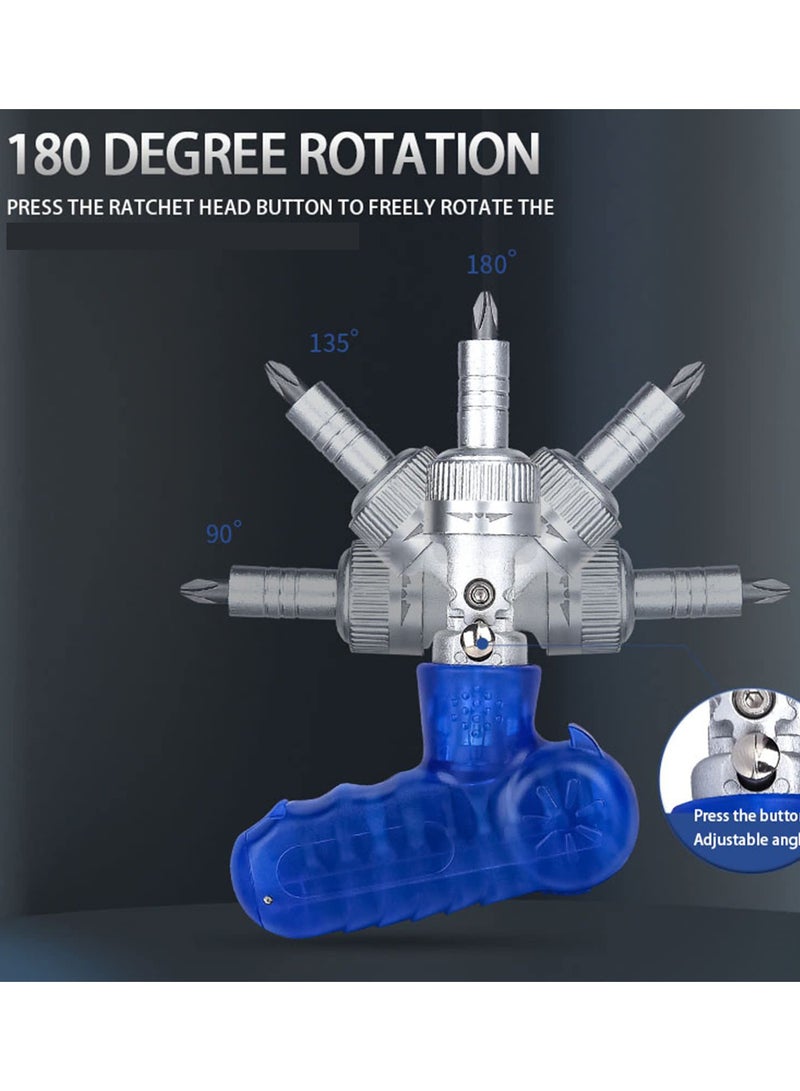 Zikra Versatile 10-in-1 Magnetic Ratchet Screwdriver Set for Efficient Repair Work - Adjustable Rotary Angle, Multi-Bit Design, Ideal for DIY and Home Repairs - Image 4