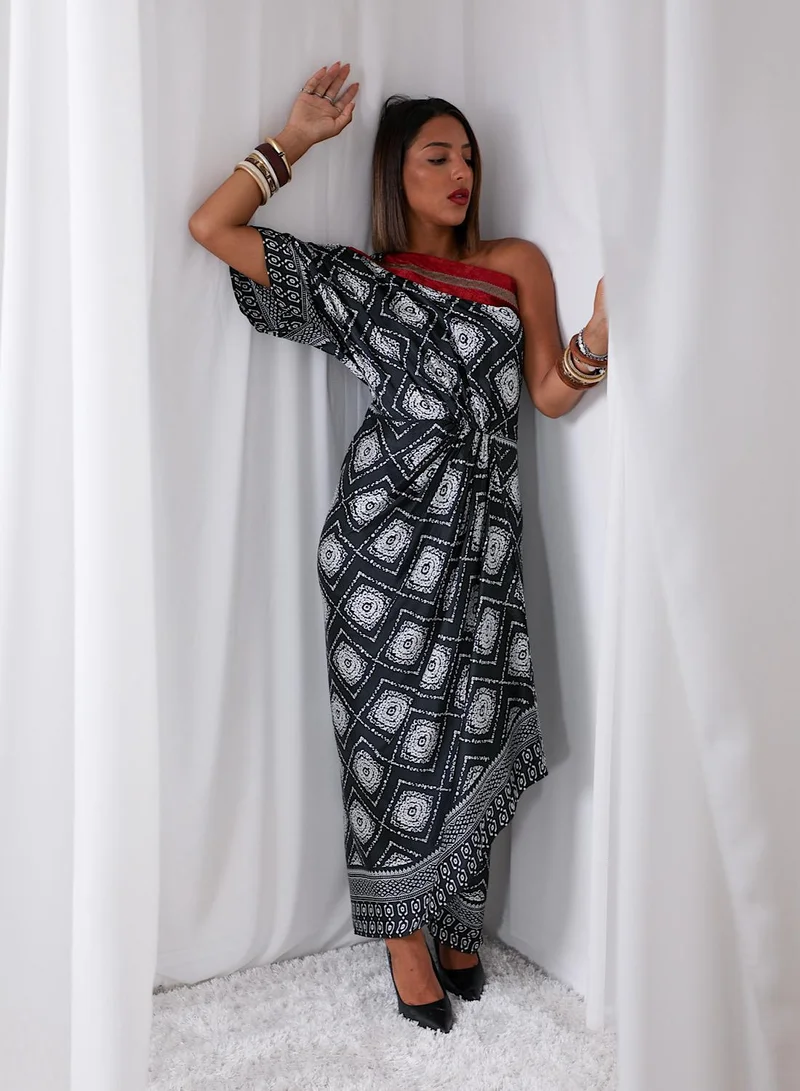 ECSTACY Offshoulder pleat dress