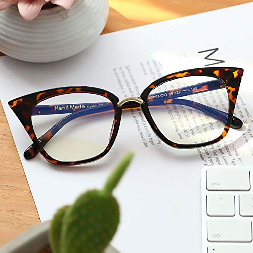 MORESHINE Cute Cateye Blue Light Blocking Glasses For Womens Fashion Computer Clear Eyeglasses Frames Anti Eye Strain (Black+Leopard) - Image 2