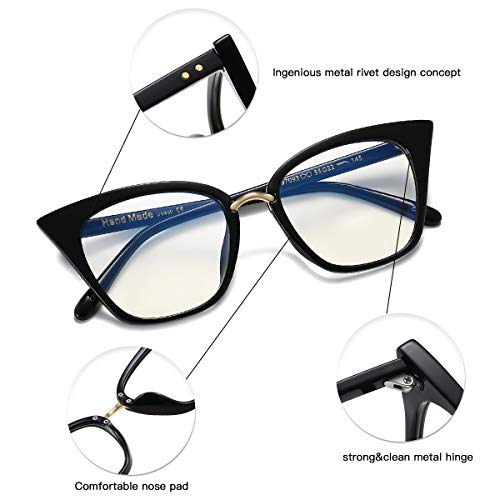MORESHINE Cute Cateye Blue Light Blocking Glasses For Womens Fashion Computer Clear Eyeglasses Frames Anti Eye Strain (Black+Leopard) - Image 5